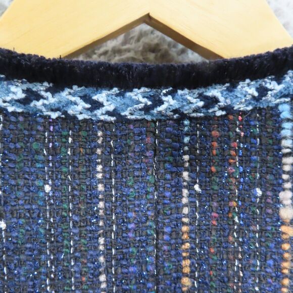 Sandro Colibri Tweed Double-Breasted‎ Jacket 38 EU 6 US Navy Long Sleeve Button - Picture 9 of 15